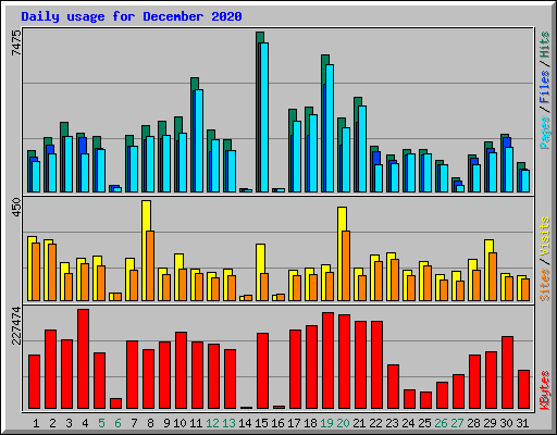Daily usage for December 2020